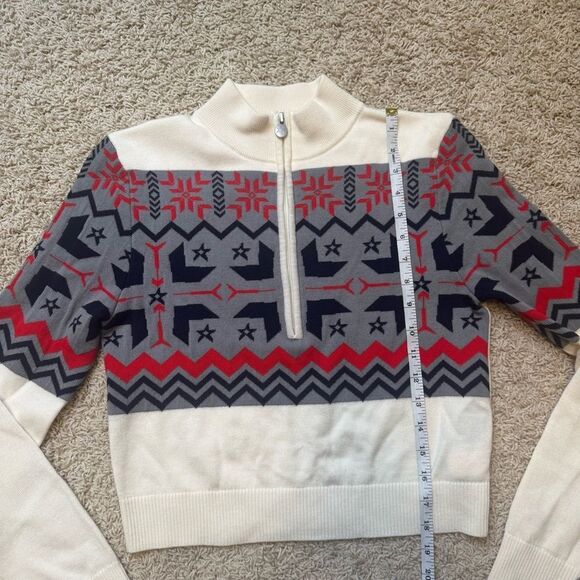 Perfect Moment Nordic Half Zip Sweater in Snow White Merino Wool Medium - Picture 5 of 7